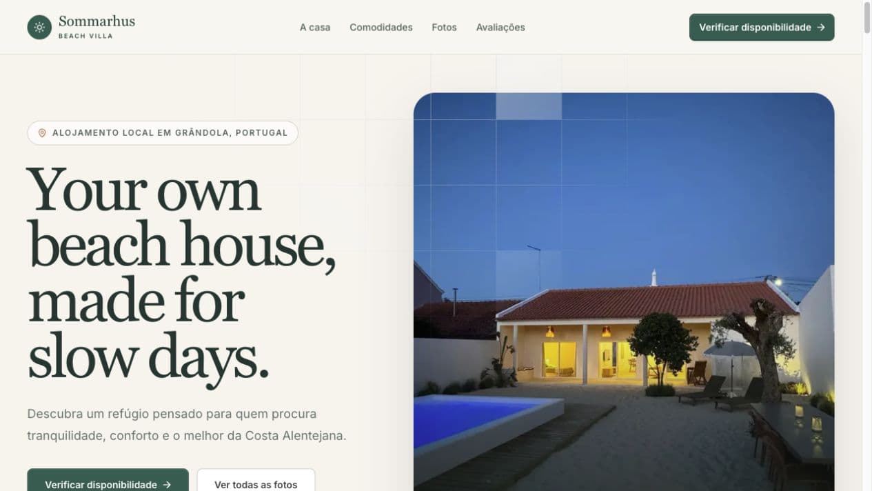 Sommarhus Beach Villa website homepage